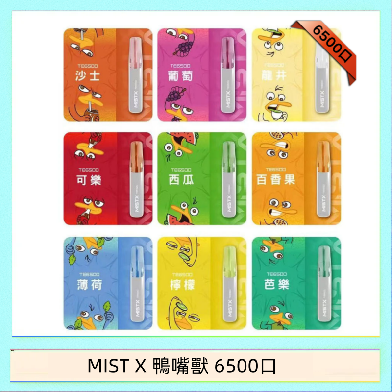 MIST X 鴨嘴獸 6500口 MIST X 鴨嘴獸 6500口一次性拋棄式電子煙|陶瓷芯更穩定